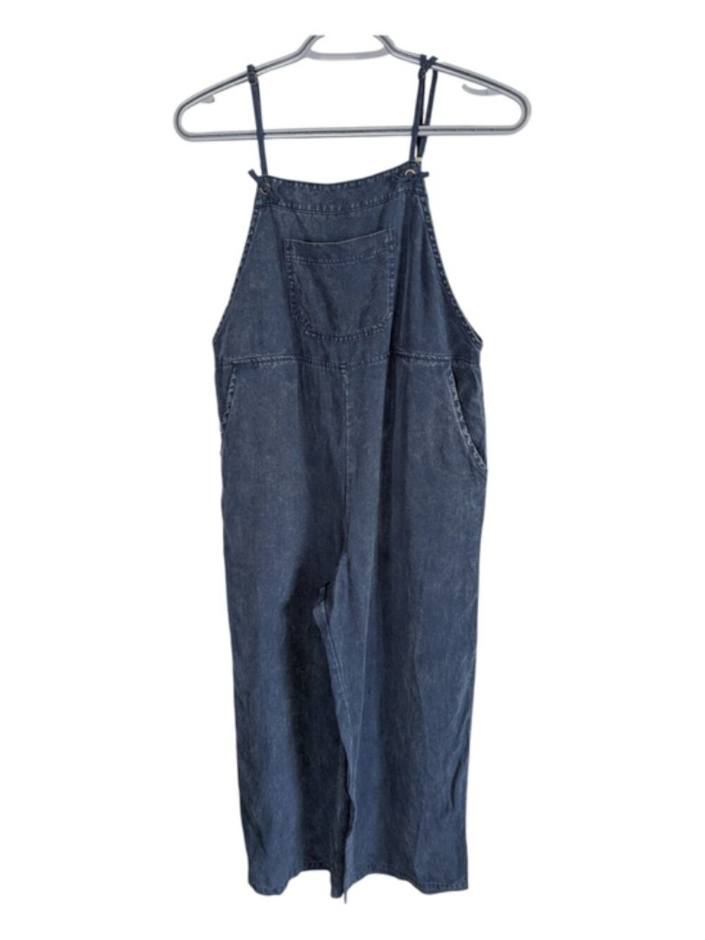 Boho Navy Tencel Lyocell Wide Leg Tie Strap Jumpsuit Size Large Unknown Brand